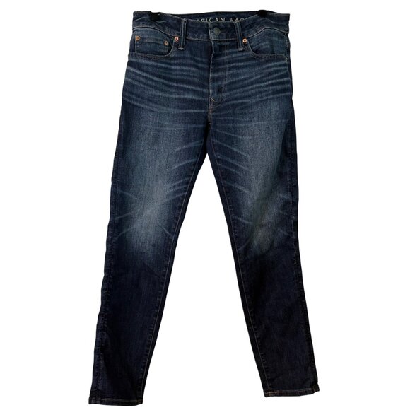 American Eagle Men's Dark Wash Slim Stretch Airflex + Temp Tech Jeans Size 29x30 - Picture 1 of 13